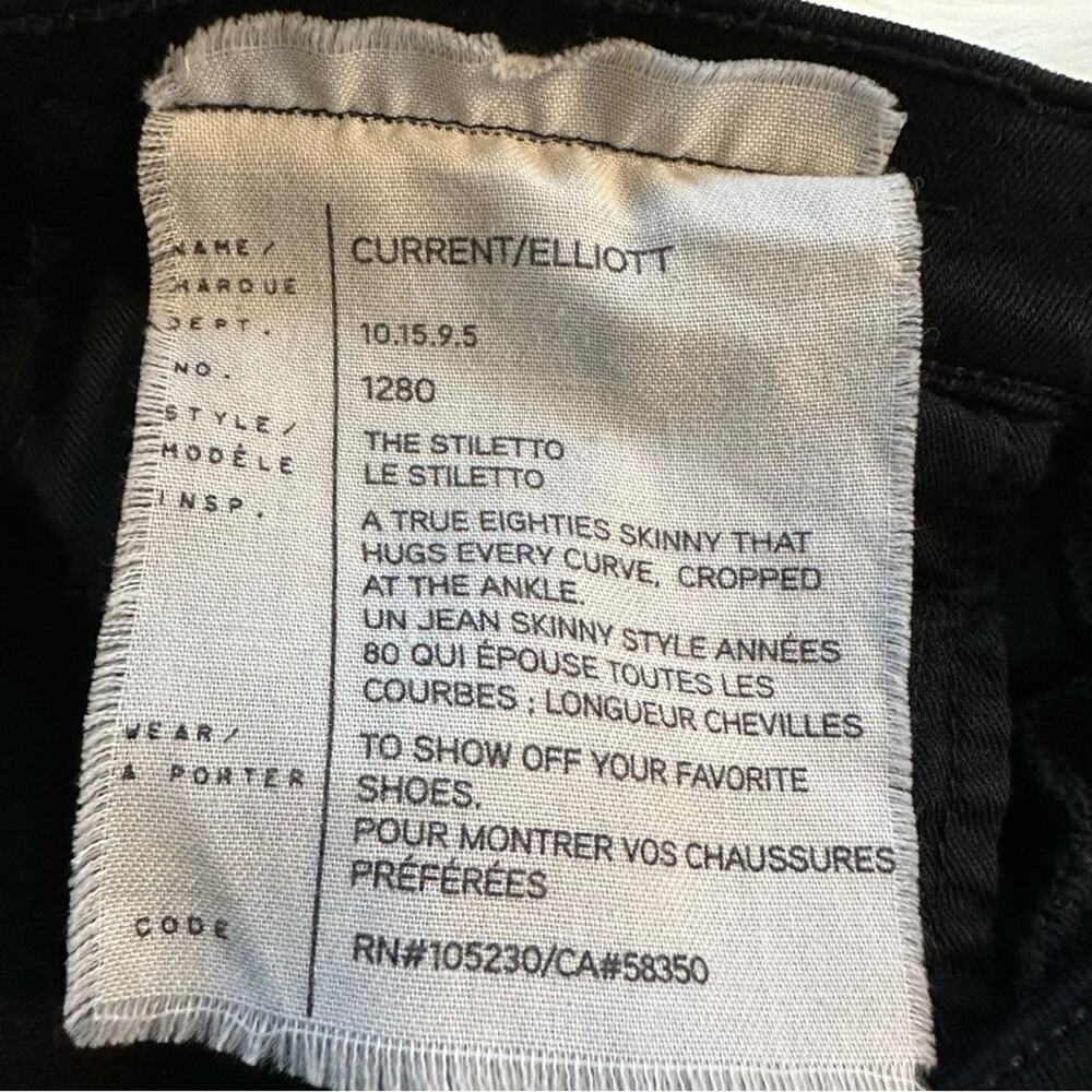 Current Elliott Black Stiletto Jeans size 25 - Picture 4 of 11